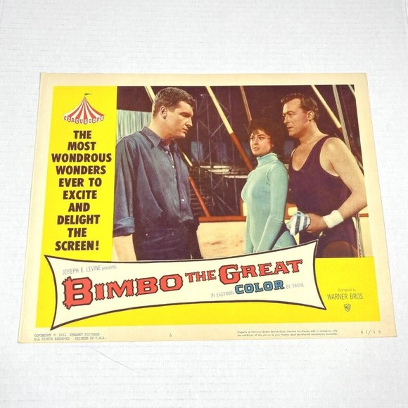 Set of 3 Bimbo the GREAT 1961 Warner Bros Lobby Card Movie Circus Claus Holm - Picture 2 of 12